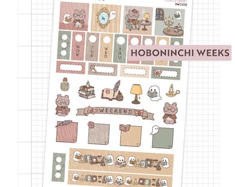 Haunted Library Hobonichi Weeks Kit planner sticker sheets, weekly deco