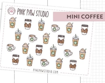 Mini Coffee Icon - Minimal planning sticker sheet, Hobonichi cousin or weeks, Kinbor, Happy planner, Bullet journal.