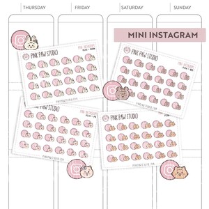 Mini Instagram Icon - Minimal planning sticker sheet, Hobonichi cousin or weeks, Kinbor, Happy planner, Bullet journal.