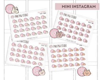 Mini Instagram Icon - Minimal planning sticker sheet, Hobonichi cousin or weeks, Kinbor, Happy planner, Bullet journal.