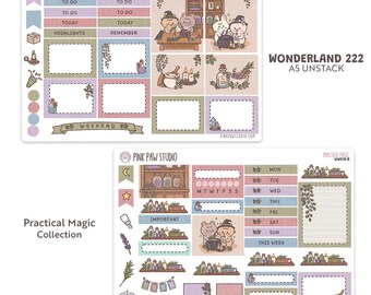 Practical Magic Wonderland222 Kit planner sticker sheets, weekly deco A5 Unstacked