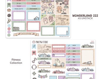 Fitness Wonderland222 Kit planner sticker sheets, weekly deco A5 Unstacked
