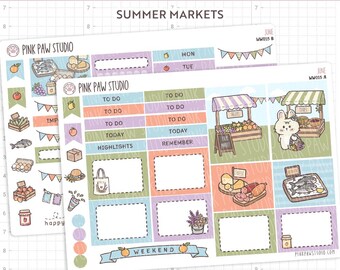 Summer market Wonderland222 Kit planner sticker sheets, weekly deco A5 Unstacked