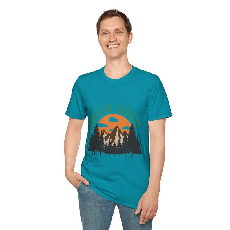 Life is Good Unisex Softstyle T-Shirt, Nature Tee, Outdoor Lover Gift, Adventure Shirt, Casual Wear, Gift for Nature Enthusiasts image 5
