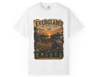Everglades National Park vintage sunset shirt | Alligator, Heron, Florida nature tee