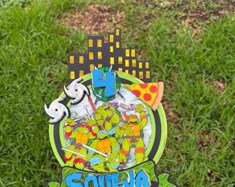 Ninja Turtles Shaker Cake Topper - Personalized Birthday Party Decor