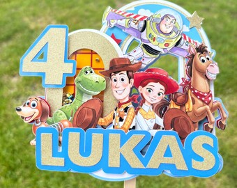 Gepersonaliseerde Space Cowboy-taarttopper | Toy Story Buzz Woody-verjaardagsdecoratie