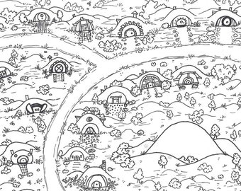 Hand Drawn Halfling Fantasy Map: Digital download