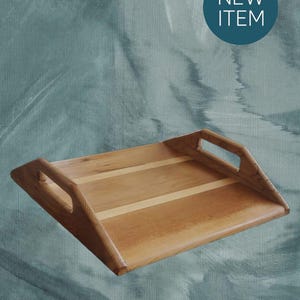 Wooden Serving Tray with Handles  Handmade Acacia Breakfast & Coffee Tray  Rustic Home and Kitchen Decor