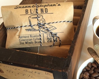 Custom Coffee Wedding Wedding Favors. Freshly Roasted Coffee Gifts. Set of 50 Custom Favors.