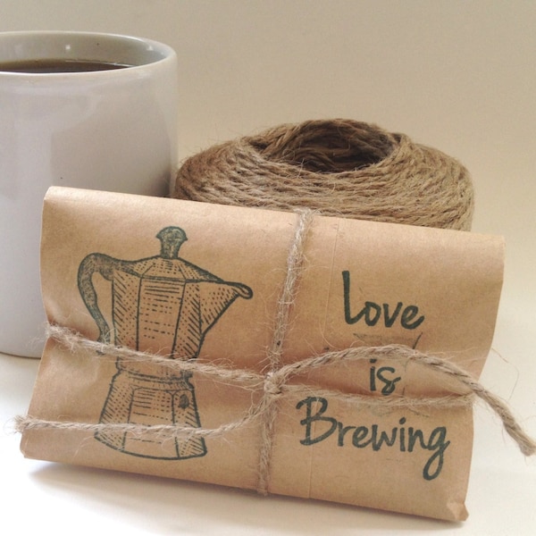 Ready to Ship Wedding Favors. Coffee wedding favors. Freshly roasted. Unique. Love is Brewing! Set of 30