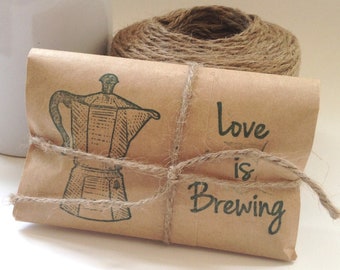 Ready to Ship Wedding Favors. Coffee wedding favors. Freshly roasted. Unique. Love is Brewing! Set of 30