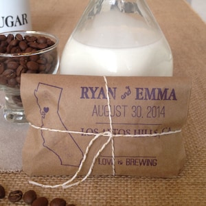 Rustic Spring Wedding Favors. Set of 100. Freshly Roasted. Made to Order. Custom Stamp Included.