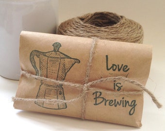 Coffee Wedding favors. Unique wedding favors. Freshly roasted and handmade with love. Set of 50 Johnny Cash Quote or  Love is Brewing