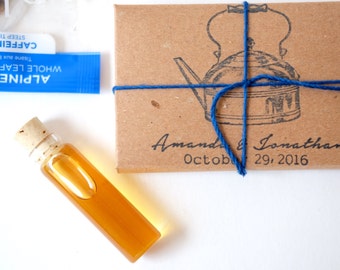 Tea party favors. Organic tea and honey packaged in an eco-friendly custom box. Rustic Wedding Gift. Set of 10.