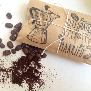 Adorable Bridal Shower Favors. Custom Party Favors. Freshly roasted coffee-Grounds for celebration. Set of 30. image 2