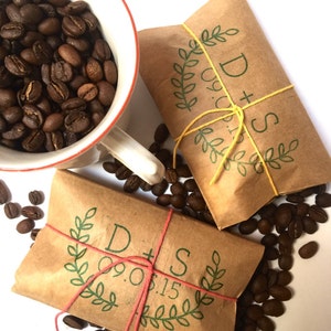 Rustic Wedding Favors. Freshly roasted coffee favors with custom stamp. Made to order. Set of 50. image 4