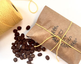 Rustic Wedding Favors. Freshly roasted coffee favors with custom stamp. Made to order. Set of 50.