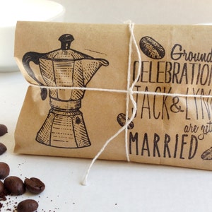 Adorable Bridal Shower Favors. Custom Party Favors. Freshly roasted coffee-Grounds for celebration. Set of 30. image 1