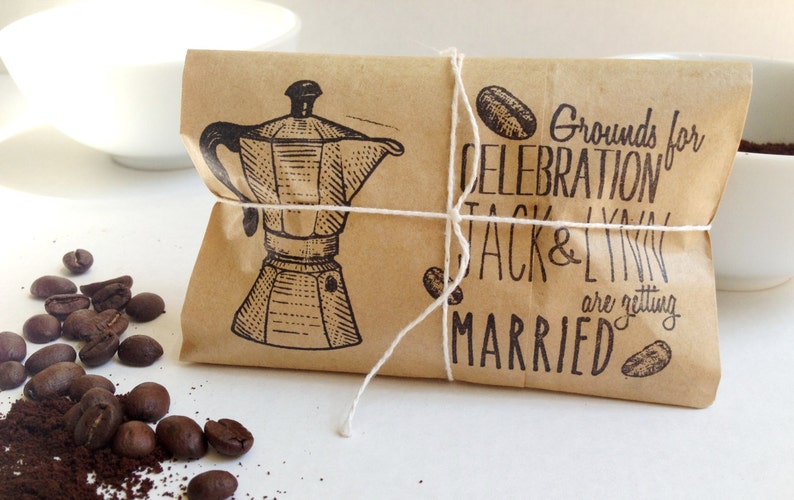 Adorable Bridal Shower Favors. Custom Party Favors. Freshly roasted coffee-Grounds for celebration. Set of 30. image 1