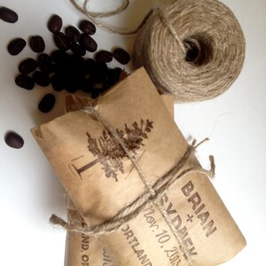 Rustic Wedding Favors. Unique coffee favors with a personalized stamp. Set of 30. Custom wedding gift image 3