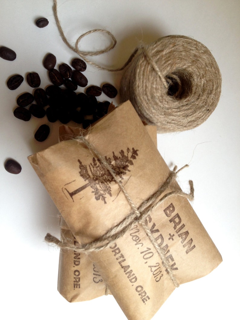 Rustic Wedding Favors. Unique coffee favors with a personalized stamp. Set of 30. Custom wedding gift image 3