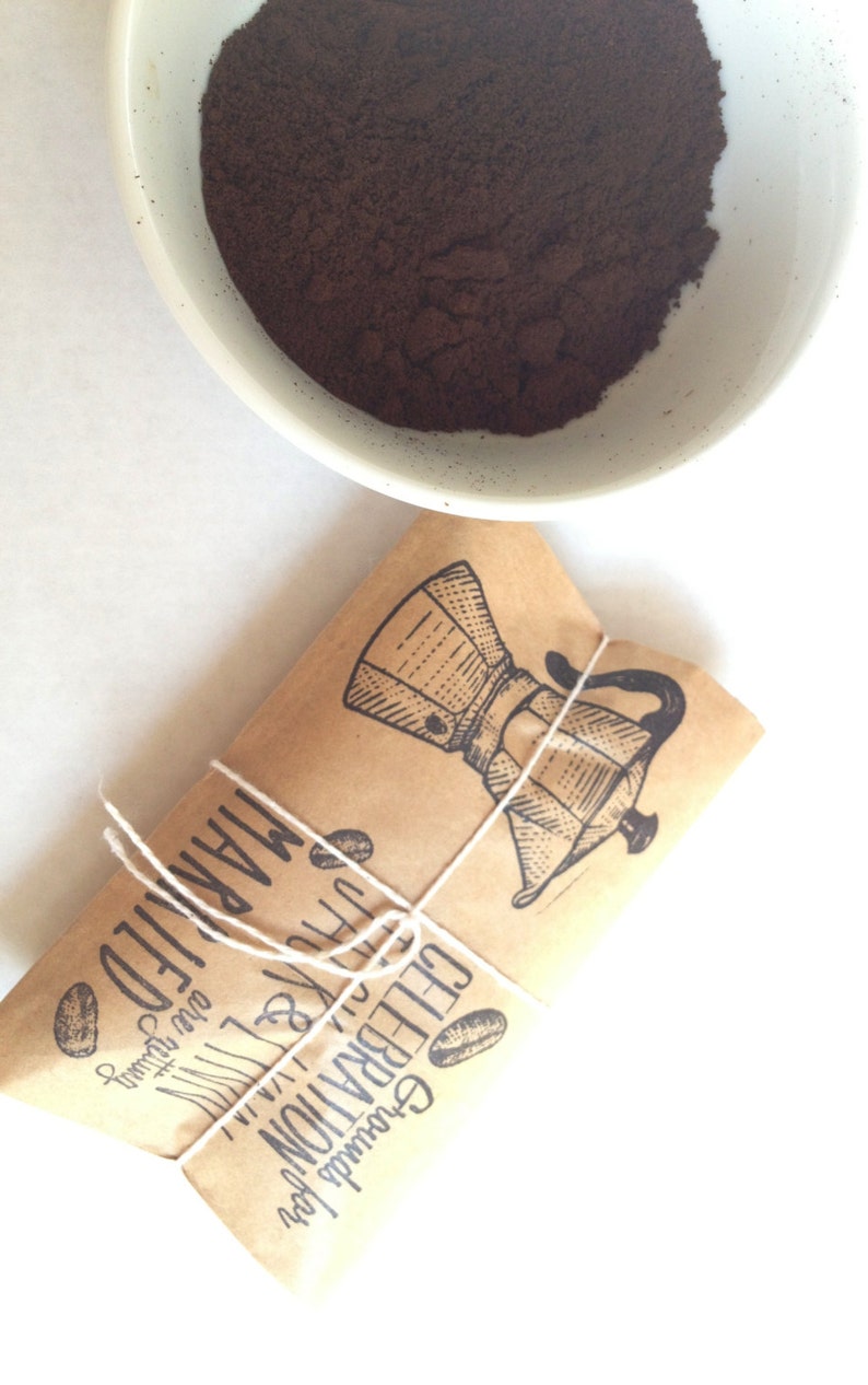 Adorable Bridal Shower Favors. Custom Party Favors. Freshly roasted coffee-Grounds for celebration. Set of 30. image 3