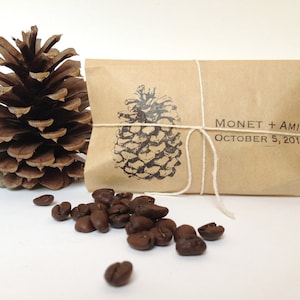 Unique Wedding Favors. Set of 50 coffee favors with custom stamp. Winter wedding gift.