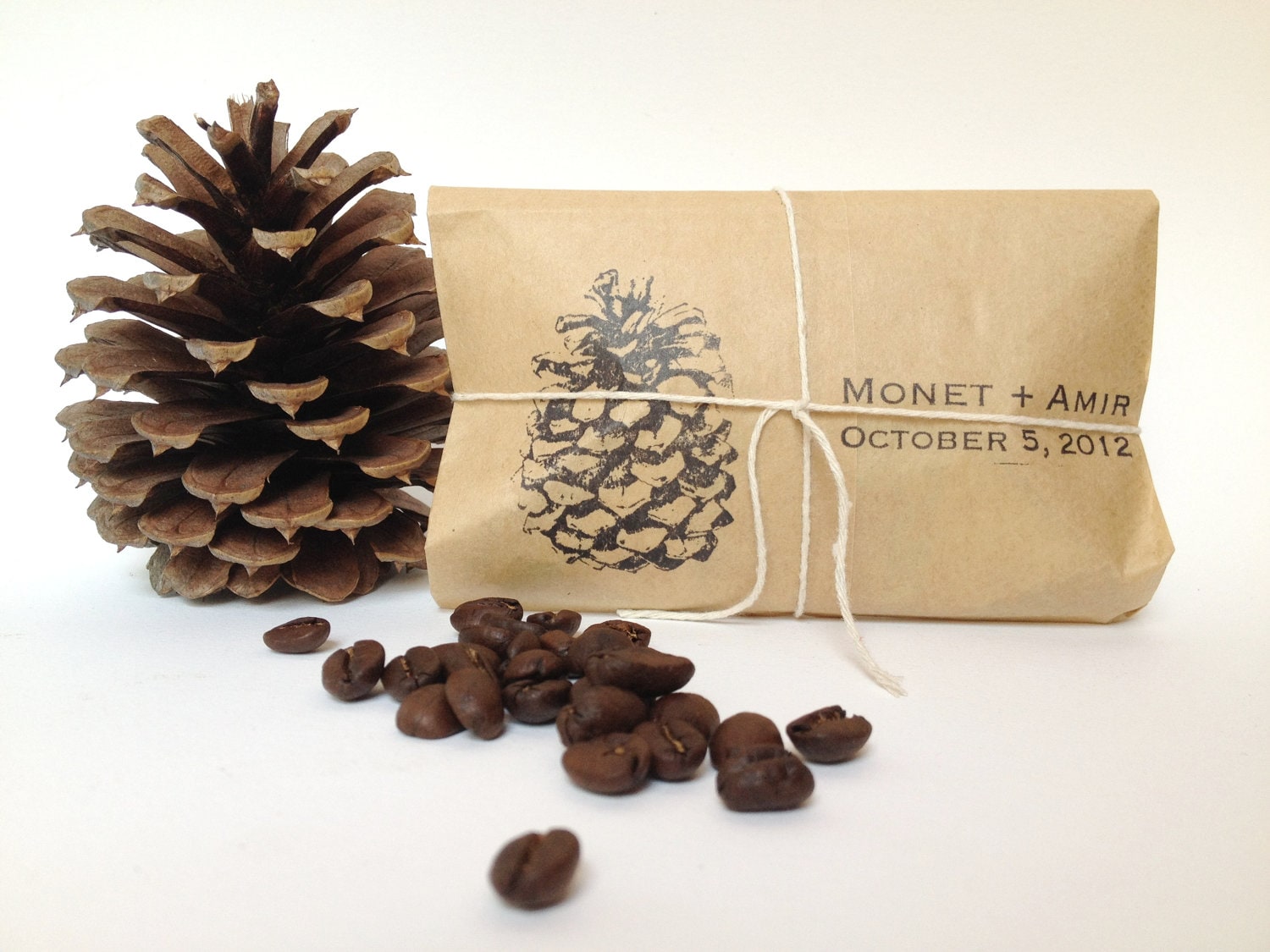 Hand Stamped Brown Paper Coffee Sachets