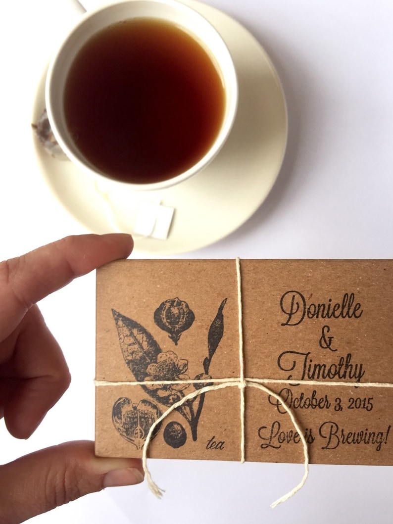 Favores de boda de té // regalos de boda rústicos de invierno // personalizados // orgánicos // ecológicos // únicos ... conjunto de 20 imagen 3