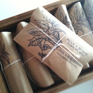 100 Custom Coffee Wedding Favors. Freshly Roasted Coffee Favors. Hand-Stamped. Made to Order. Unique to you. image 1