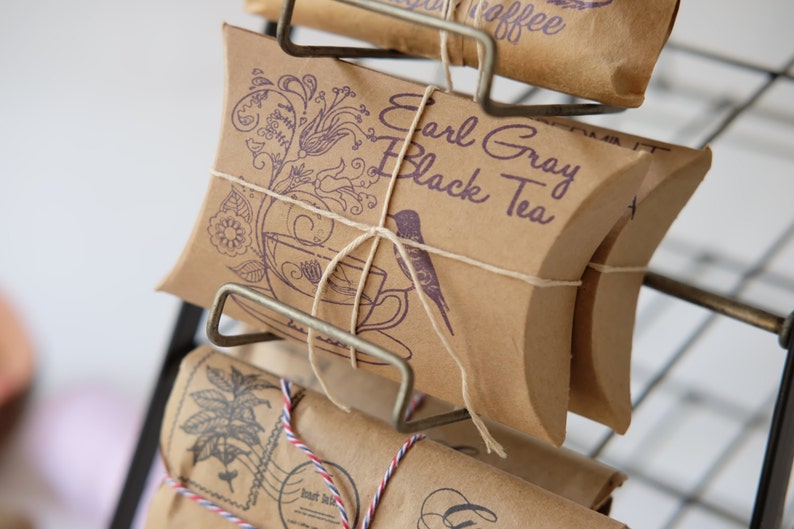 Tea Wedding Gifts Bridal Shower Favors tea party favors Set of 20 w Custom Stamp.