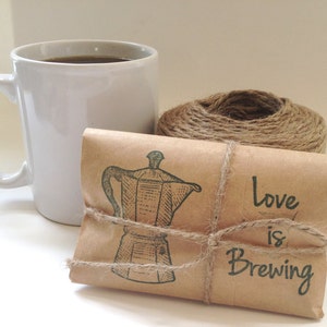Ready to Ship Wedding Favors. Coffee wedding favors. Freshly roasted and Unique. Love is Brewing Set of 20. image 1