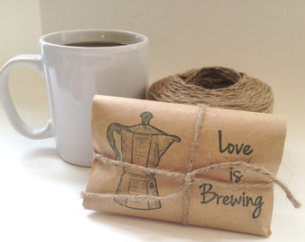 Ready to Ship Wedding Favors. Coffee wedding favors. Freshly roasted and Unique. Love is Brewing! Set of 20.