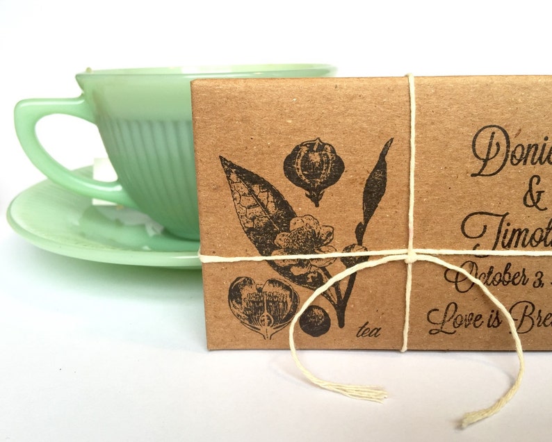 Favores de boda de té // regalos de boda rústicos de invierno // personalizados // orgánicos // ecológicos // únicos ... conjunto de 20 imagen 2