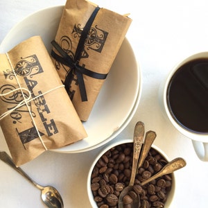 Rustic Wedding Favors. Unique coffee favors with a personalized stamp. Set of 30. Custom wedding gift image 5