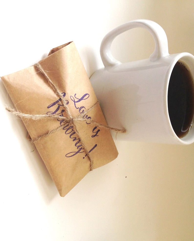 Ready to Ship Wedding Favors. Coffee wedding favors. Freshly roasted and Unique. Love is Brewing Set of 20. image 4