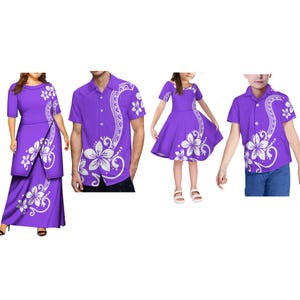Samoa Islands Custom Dress Home Set Dress Traditional Polynesian Art Print Custom Puletasi Long Skirt Shirt Women Men