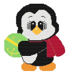 Plastic Canvas Penguin With Green Ornament Wall Hangings Instant Download... Does not come in the mail!!!