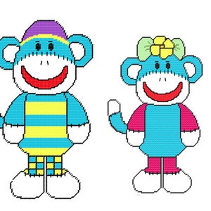 Plastic Canvas Set of Five Sock Monkey Patterns PDF Format - Etsy