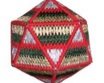 Plastic Canvas Icosahedron Christmas Ball Instant Download