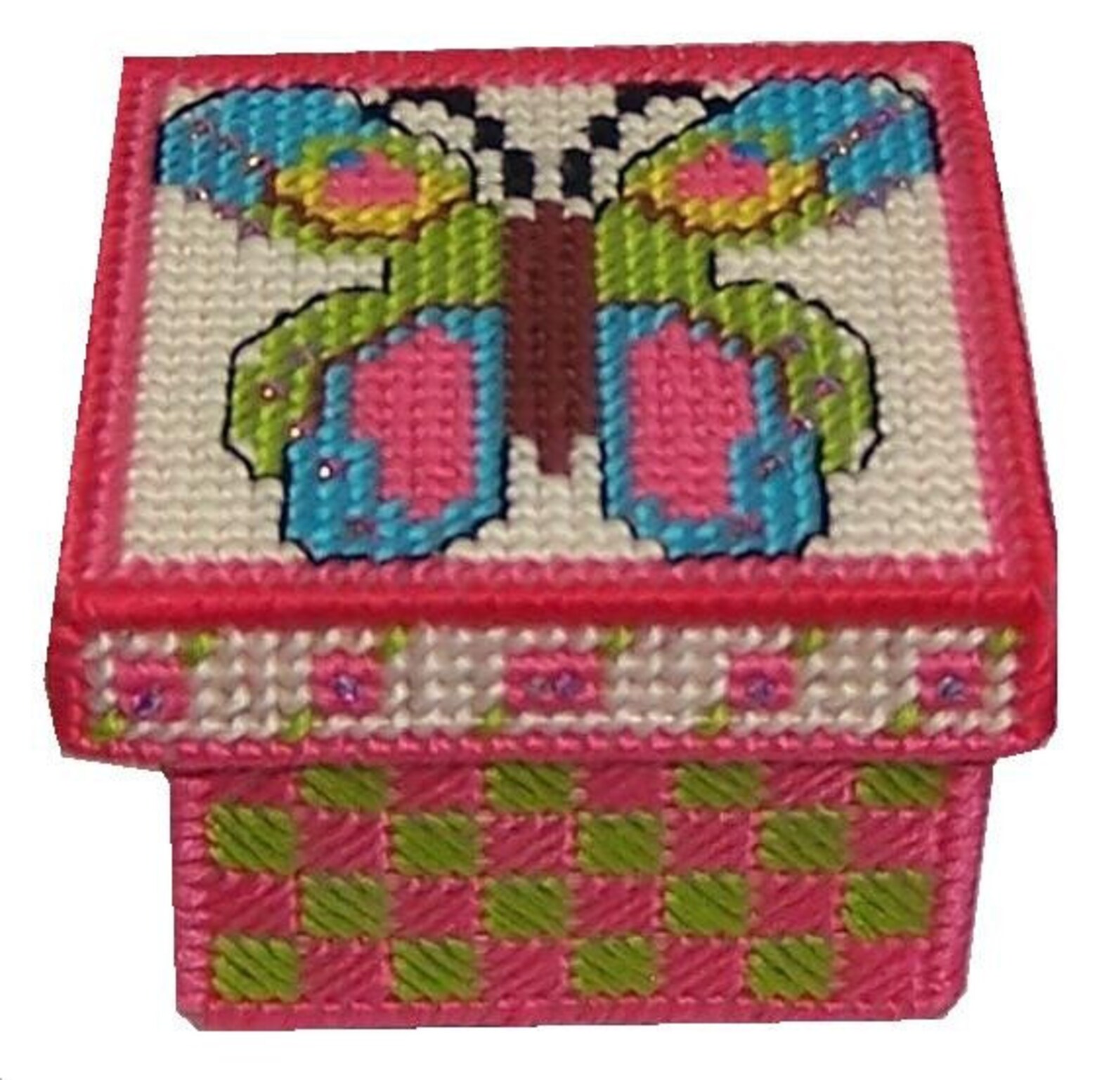 Butterfly Boxwood Pattern Plastic Canvas PRETTY LADY Butterfly Box Pattern 10 Count Instant ...