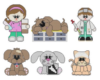 Plastic Canvas Animal Rescue Set Wall Hanging PDF FORMAT Instant Download