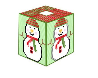 Plastic Canvas Snowman Boutique Tissue Box Cover Instant Download