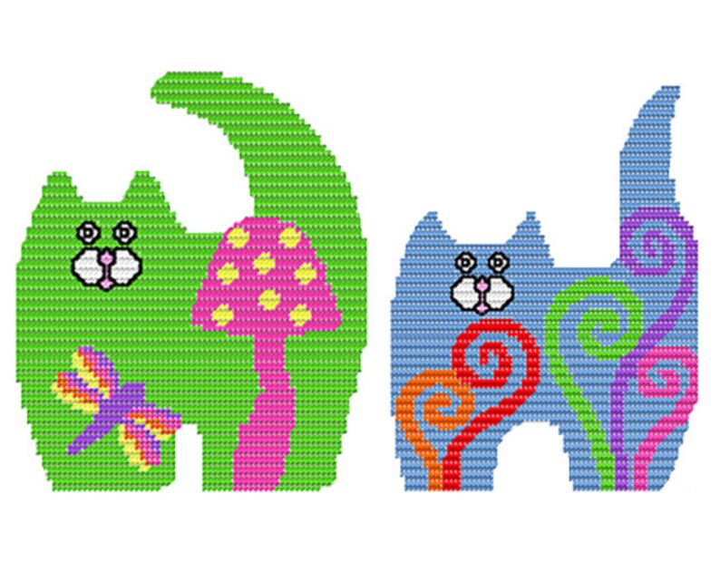 Plastic Canvas Adorable Cat Wall Hangings Set Four PDF FORMAT Etsy