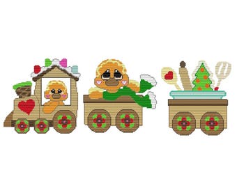 Plastic Canvas Gingerbread Train Wall Hangings Instant Download