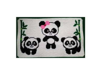 Plastic Canvas Panda's Placemat Instant Download