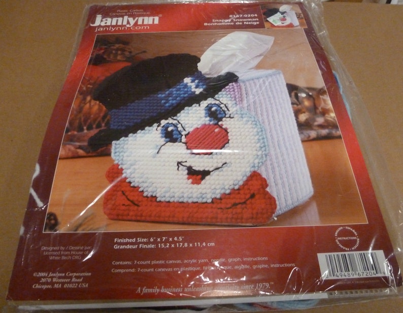 Plastic Canvas Snappy Snowman Tissue Cover Vintage