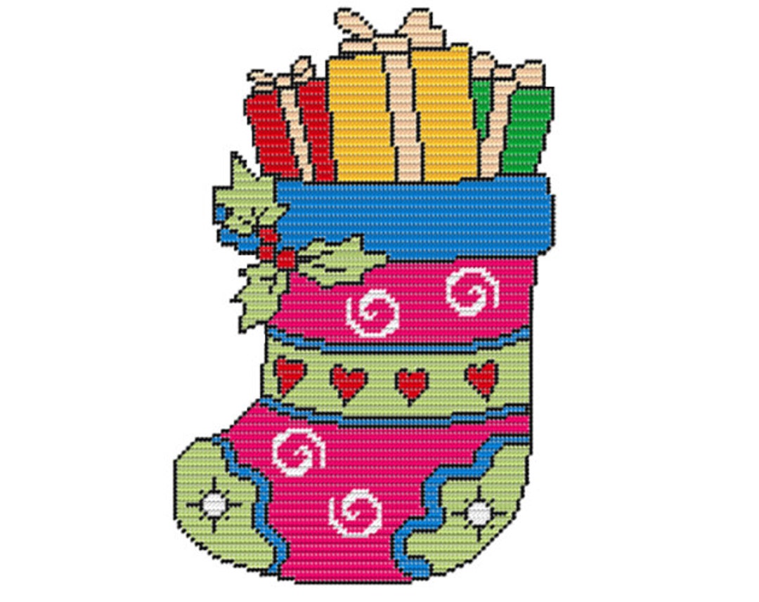 Plastic Canvas Christmas Stocking Full of Presents Wall Hanging PDF ...