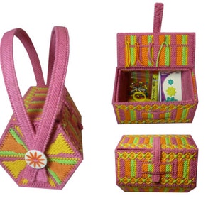 Plastic Canvas Sewing Basket PDF Instant Download